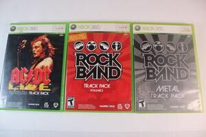 3 game lot: Rock Band Track Pack Volume 2 + Metal + AC/DC Live (Xbox 360) Tested